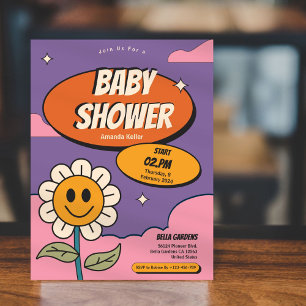 Invitation de Baby shower de tournesol Super rétro