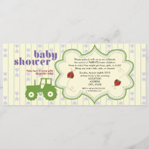 Invitation de baby shower de tracteur/coccinelle
