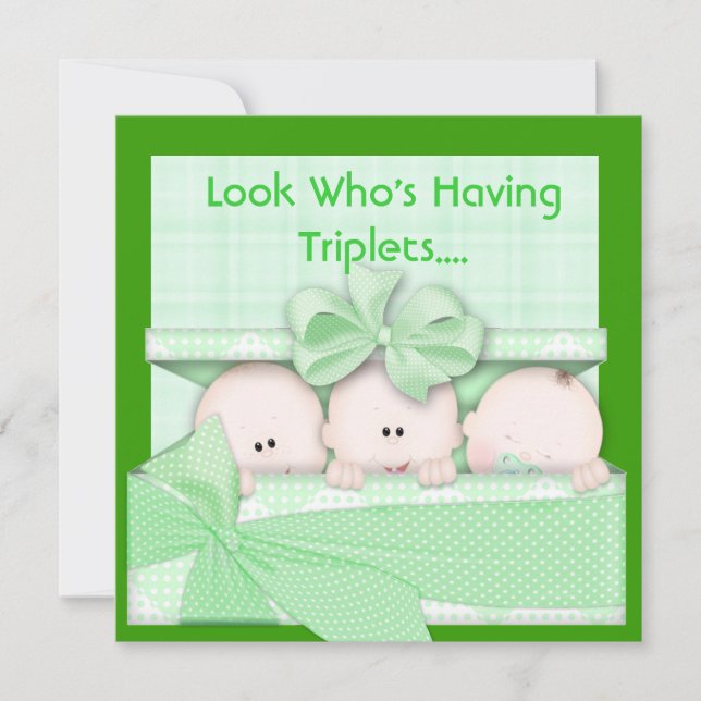 INVITATION de BABY SHOWER de TRIPLETS pour le (Devant)