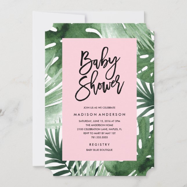 Invitation de baby shower de tropiques (Devant)
