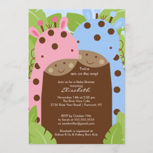 Invitation de Baby shower de Twins Giraffe