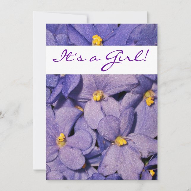 Invitation de baby shower de violettes africaines (Devant)