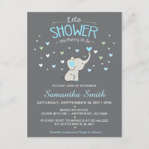 Invitation de baby shower d'éléphant, baby shower