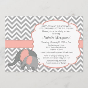 Invitation de baby shower d'éléphant, Chevron,