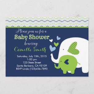 Invitation de baby shower d'éléphant dans la