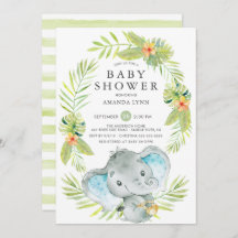 Invitation de Baby shower d'éléphant garçon