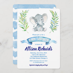 Invitation de baby shower d'éléphant pour