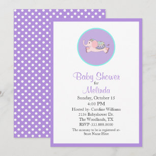 Invitation de Baby shower d'éléphant rose doux
