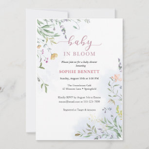 Invitation de baby shower délicate à motif floral