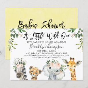 Invitation de Baby shower des animaux Safari neutr