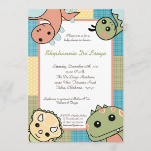 Invitation de baby shower des dinosaures T Rex de