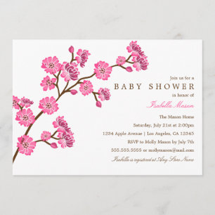 Invitation de baby shower des fleurs de cerisier  