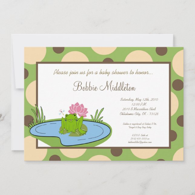 invitation de baby shower d'étang de grenouille du (Devant)
