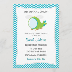 Invitation de baby shower d'hélicoptère