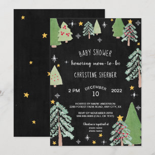 Invitation de baby shower d'hiver de ferme d'arbre
