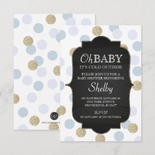 Invitation de baby shower d'hiver de garçon, bleue