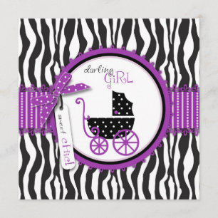 Invitation de baby shower d'impression de zèbre et