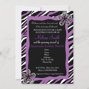 Invitation de Baby shower d'impression Zebra - Pur