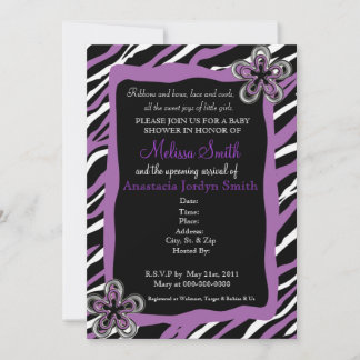 Invitation de Baby shower d'impression Zebra - Pur