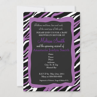 Invitation de Baby shower d'impression Zebra - Pur
