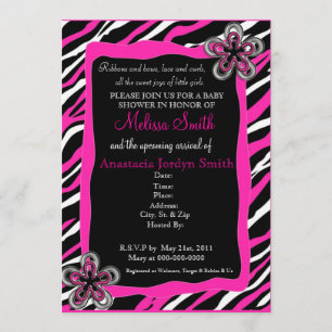 Invitation de Baby shower d'impression Zebra - Ros