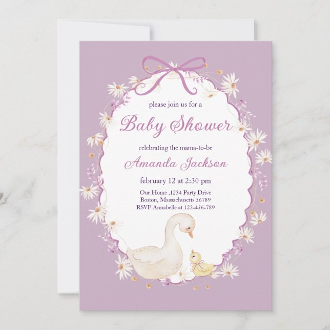 Invitation de Baby shower d'oie (Devant)