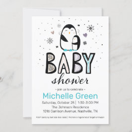 Invitation de Baby shower Doodin Winter Penguin