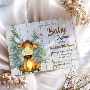 Invitation de Baby shower d'orignal rustique