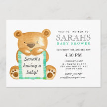 Invitation de baby shower d'ours de nounours