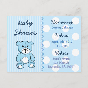Invitation de baby shower d'ours de nounours de
