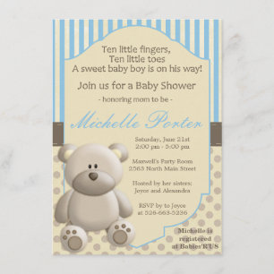 Invitation de baby shower d'ours de nounours pour