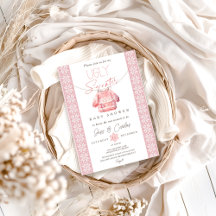Invitation de Baby shower doux, Douche rose