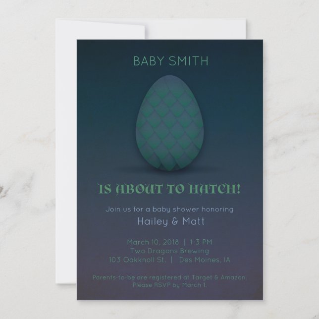 Invitation de Baby shower Dragon (Devant)