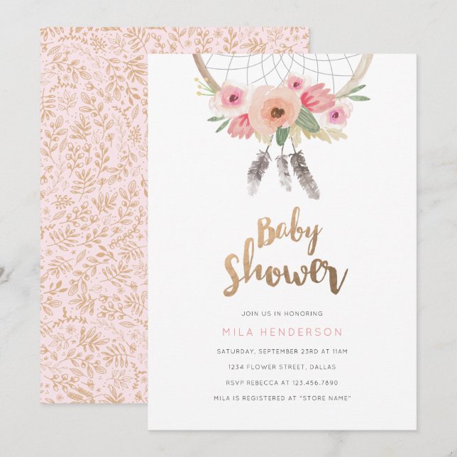 Invitation de Baby shower Dream Catcher (Devant / Derrière)