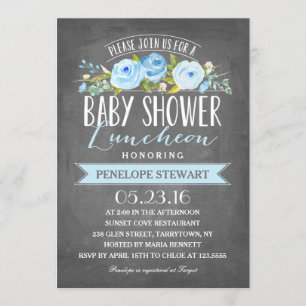 Invitation de baby shower du bleu   de déjeuner de