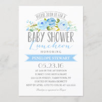 Invitation de baby shower du bleu | de déjeuner de