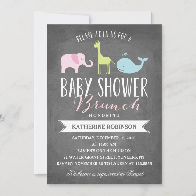 Invitation de baby shower du brunch | de bébé (Devant)