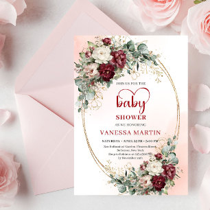 Invitation de baby shower élégante aux fleurs bord