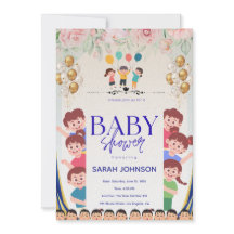 Invitation de Baby Shower Élégante | Floral Élégan