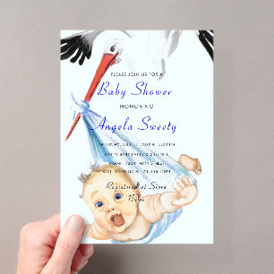 Invitation de baby shower en acrylique drôle avec