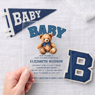 Invitation de Baby-Shower en Acrylique Ourson Vars