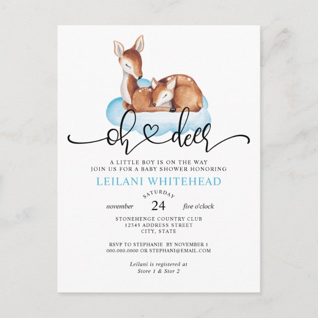 Invitation de Baby Shower en aquarelle avec un nua (Devant)