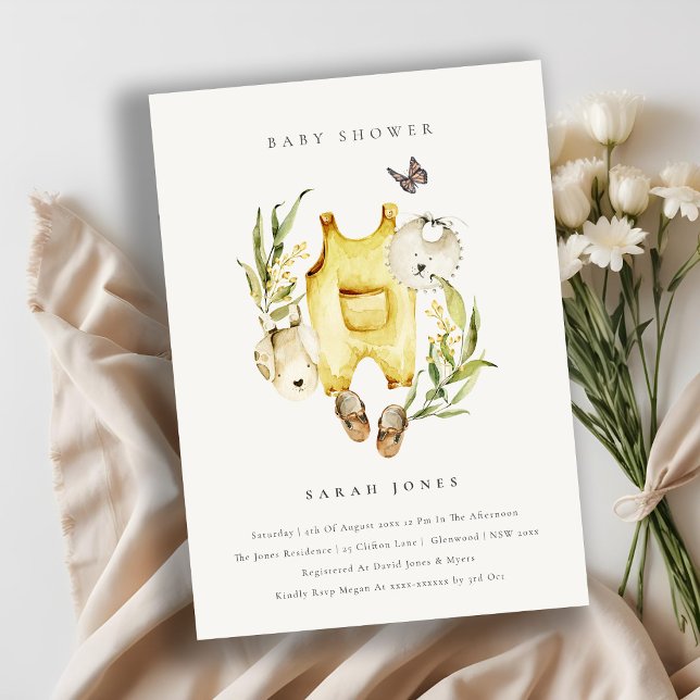 Invitation de Baby shower en feuillage jaune (Créateur téléchargé)