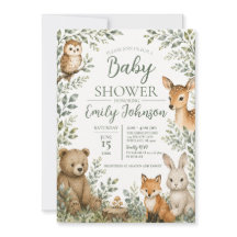 Invitation de Baby Shower en Forêt Enchantée