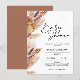 Invitation de Baby shower en laiton Boho Pampas