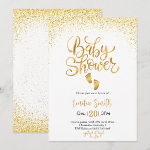 Invitation de baby shower en or