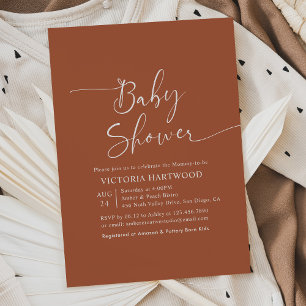 Invitation de Baby shower en terre cuite rustique