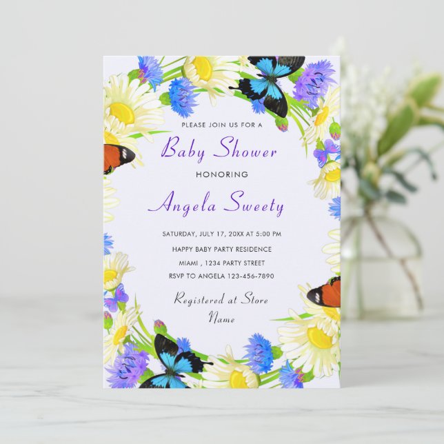 Invitation de Baby shower encadré de ressort d'aqu (Debout devant)