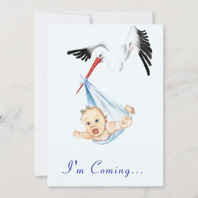 Invitation de Baby shower et de cigognes amusantes (Dos)