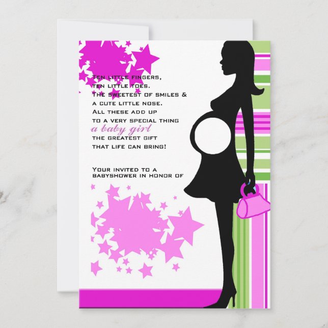 invitation de baby shower fille (Devant)